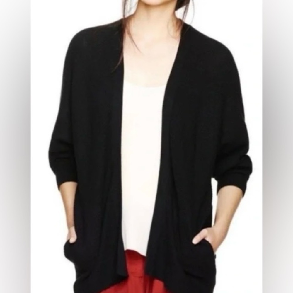 Aritzia Wilfred Silk & Cashmere Open Black Cardigan